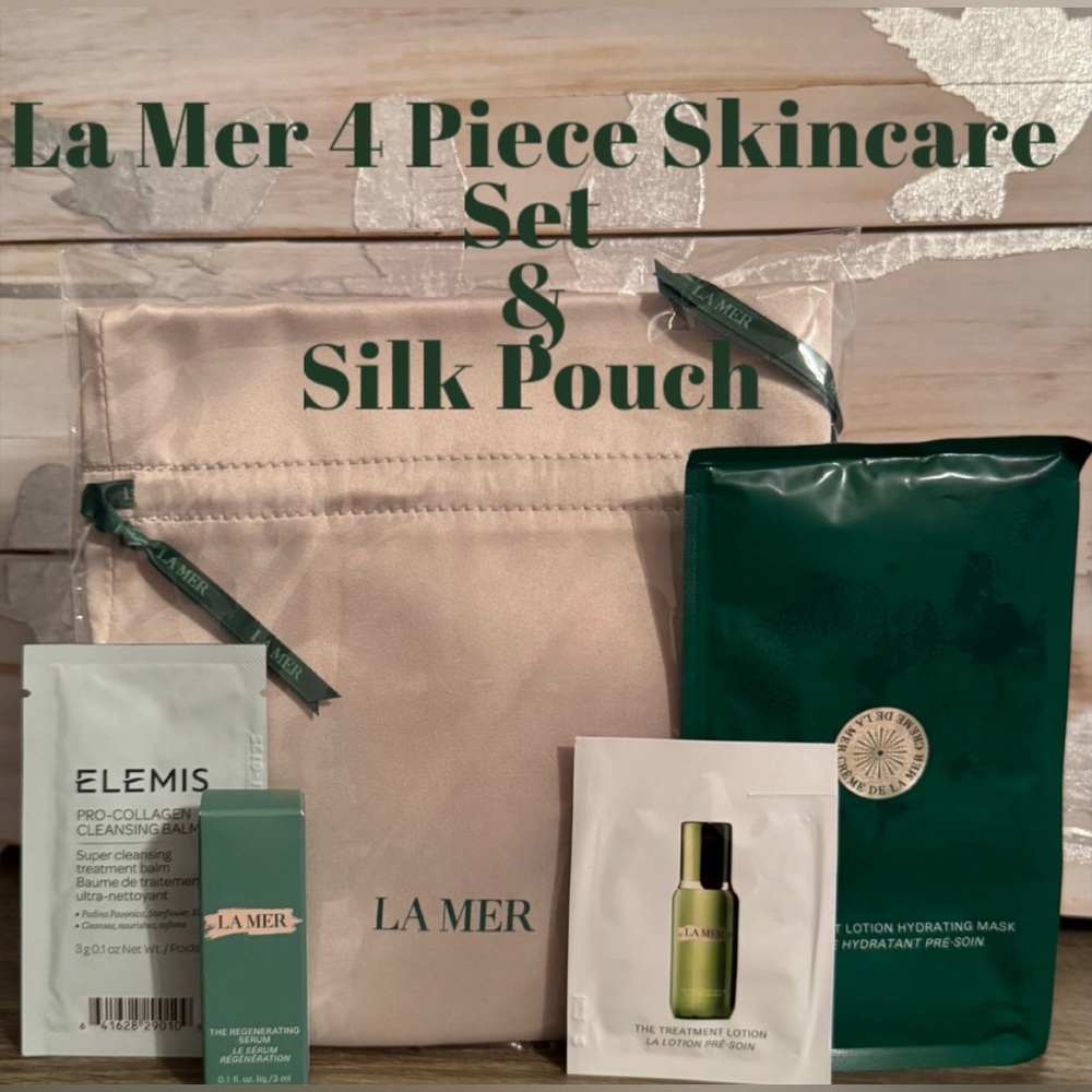 NEW La Mer 4 Piece Skincare Gift-set/Bundle with Silk La Mer Pouch